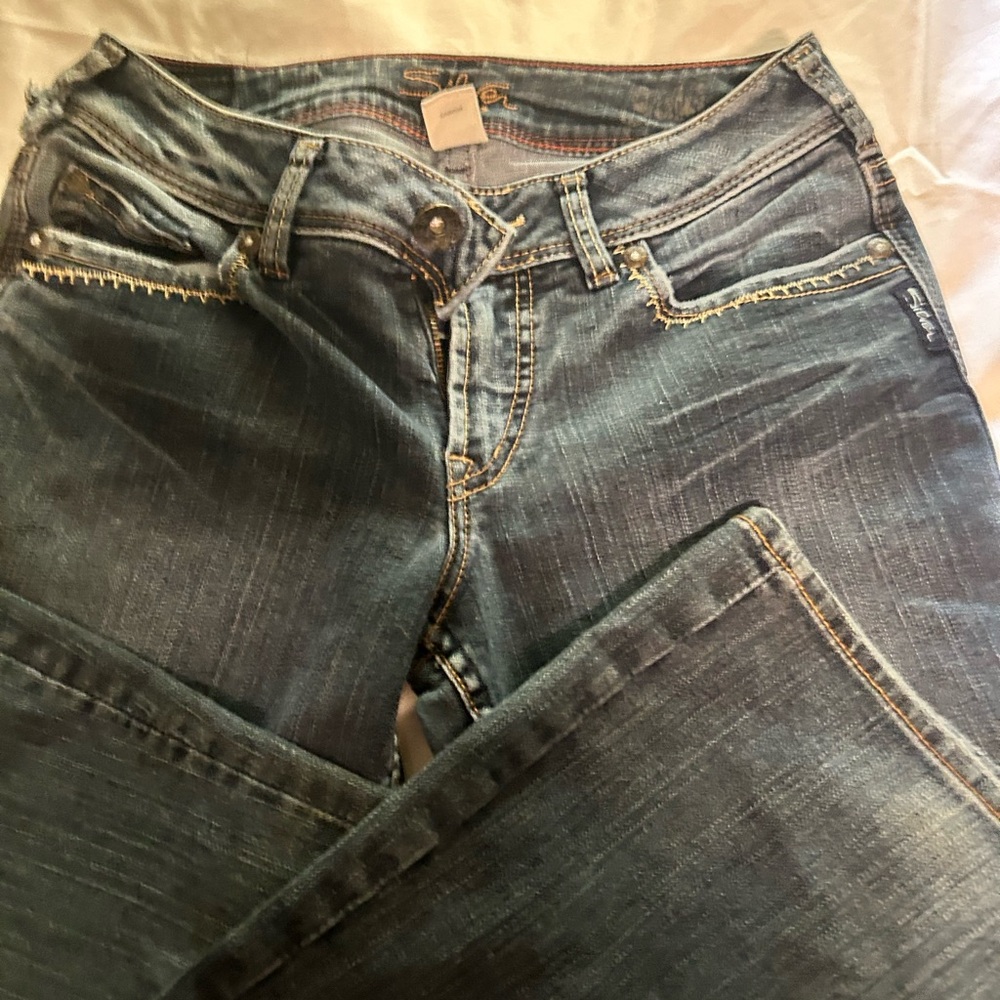 Silver Jeans Blue Flare Wide Leg Denim size 26 long